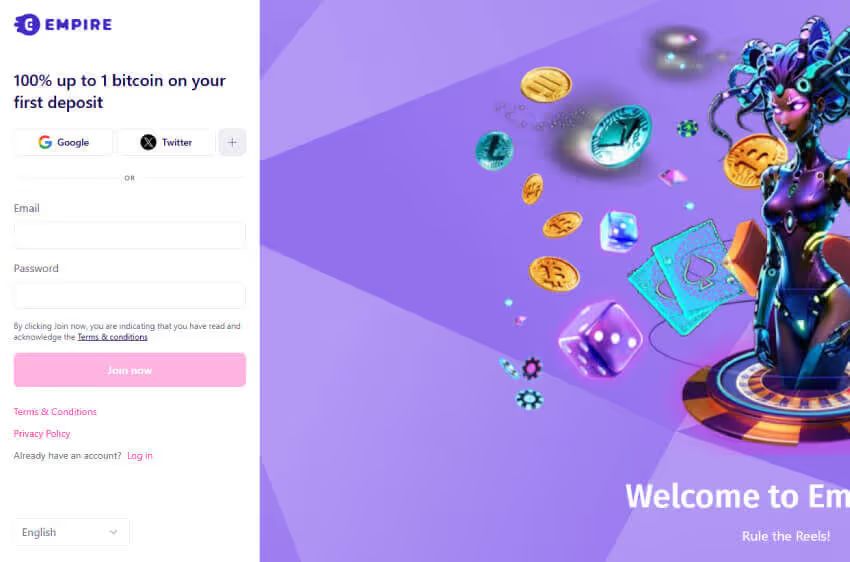 empire.io casino new player login