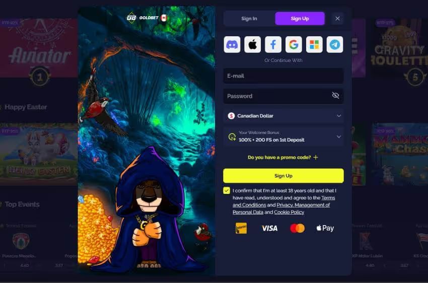 goldbet casino new player login