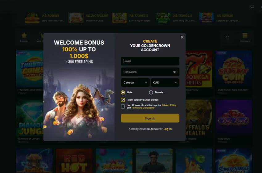 golden crown casino new player login