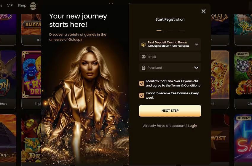 goldspin casino new player login