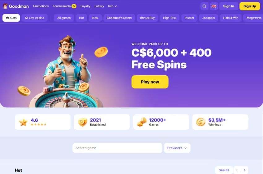 goodman casino welcome bonus