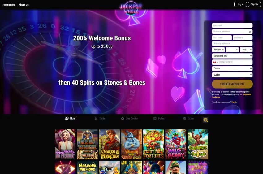 jackpot wheel casino welcome bonus
