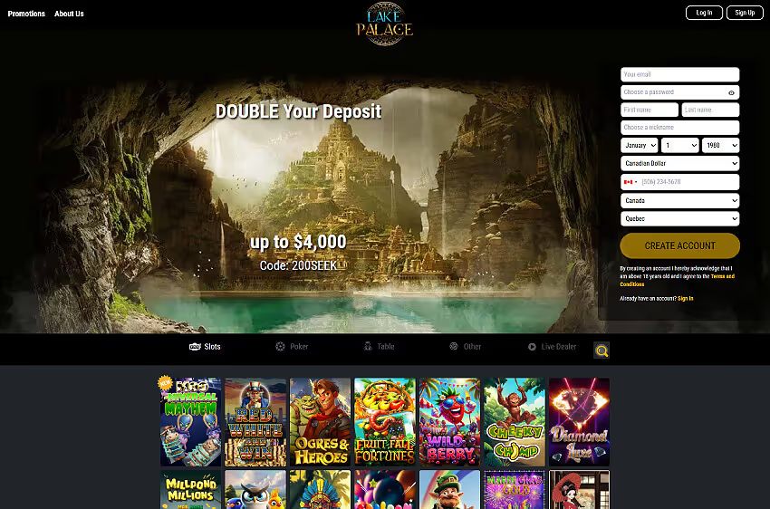 lake palace casino welcome bonus