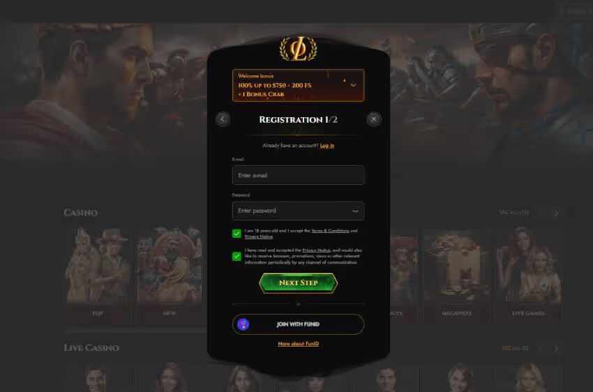 legiano casino new player login