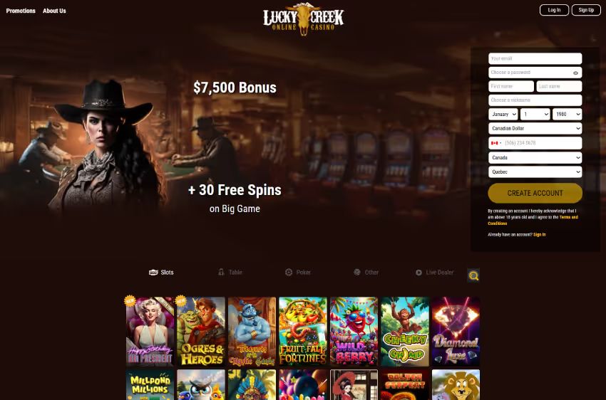 lucky creek casino welcome bonus