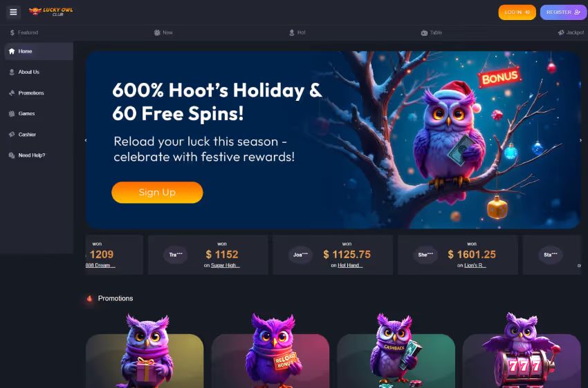 lucky owl club casino welcome bonus