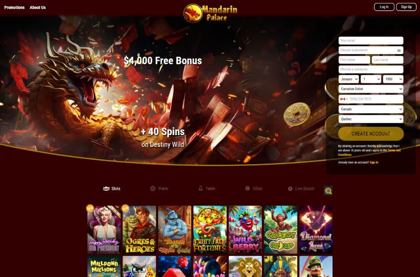 mandarin palace casino welcome bonus