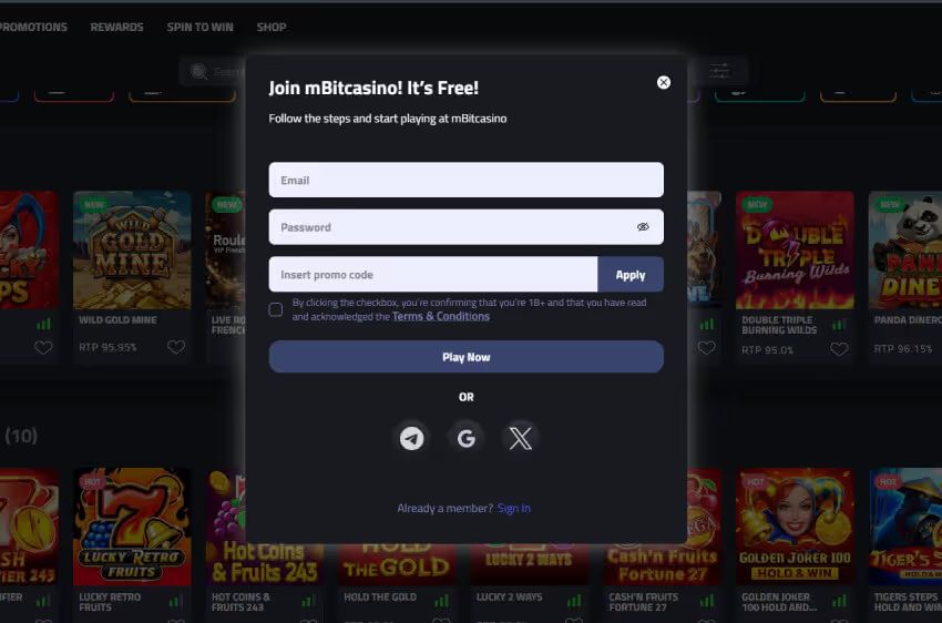 mbit casino new player login