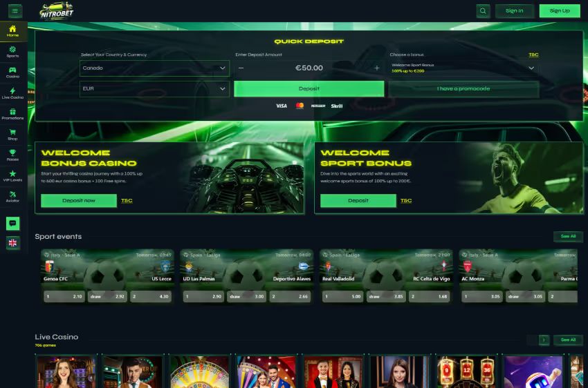 nitrobet casino welcome bonus