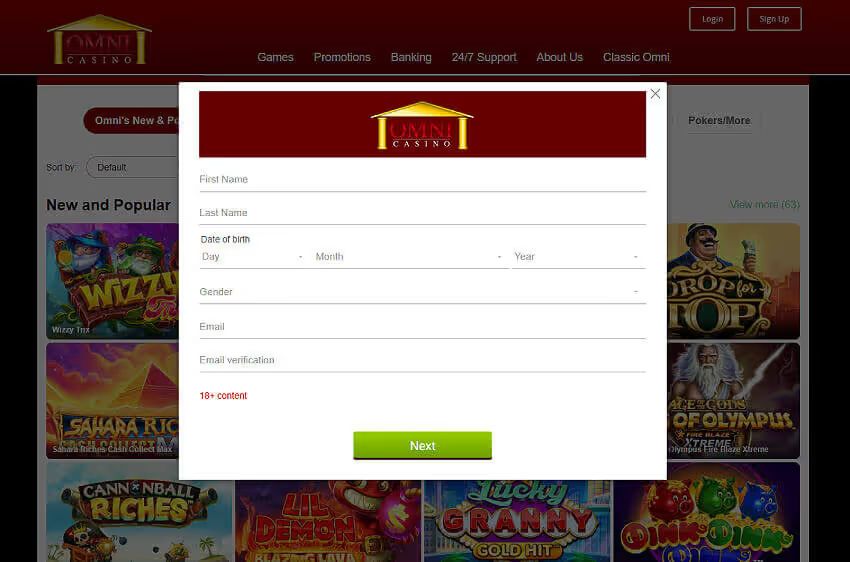 omni casino new player login
