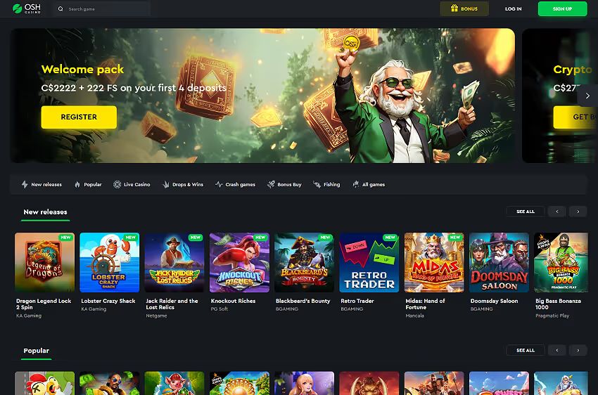 osh casino welcome bonus