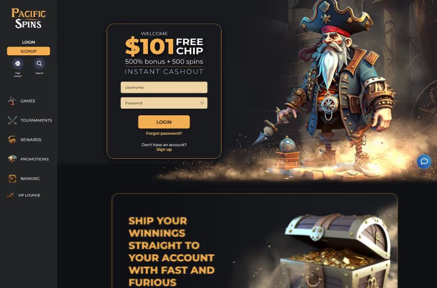 pacificspins casino welcome bonus