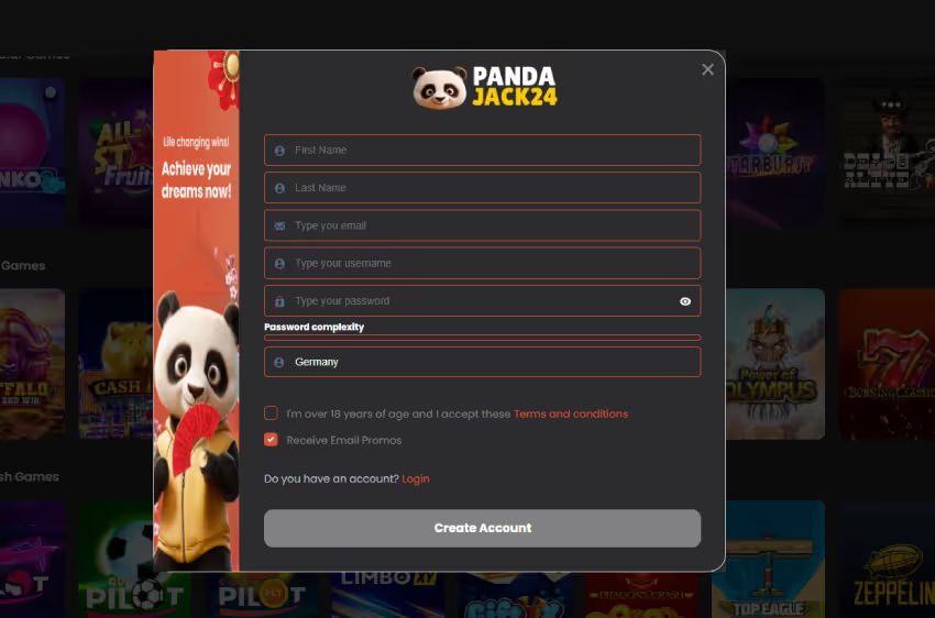 pandajack24 casino new player login