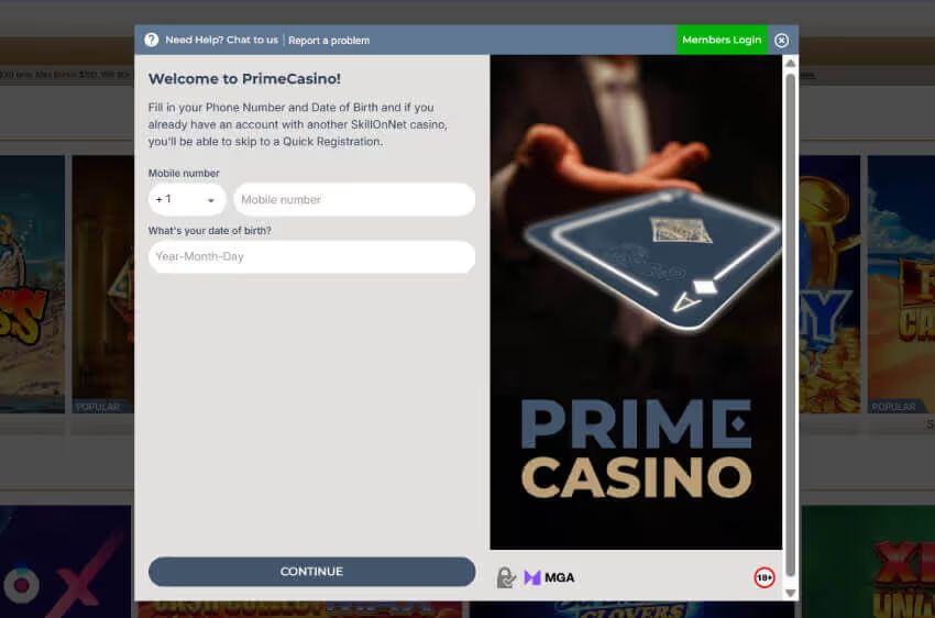 prime casino login