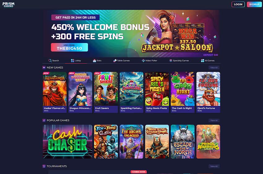 prism casino welcome bonus