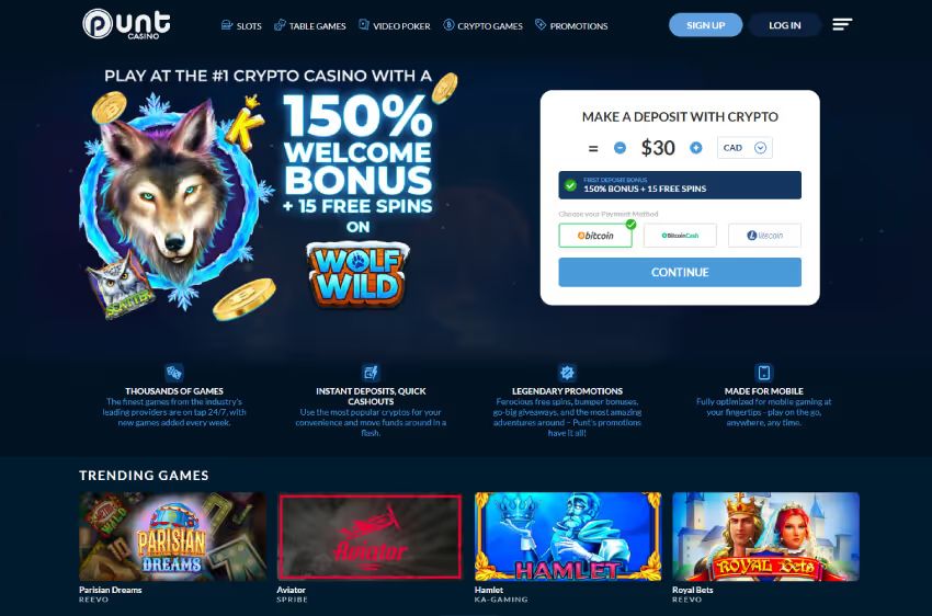 punt casino welcome bonus