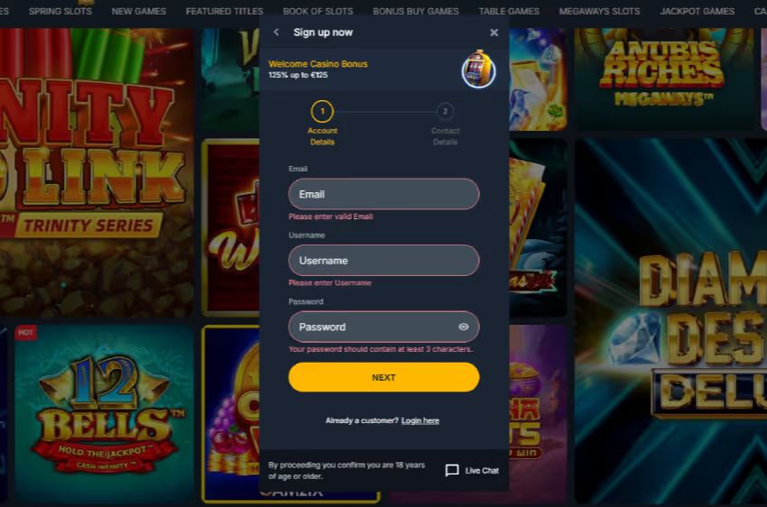 purebets casino new player login