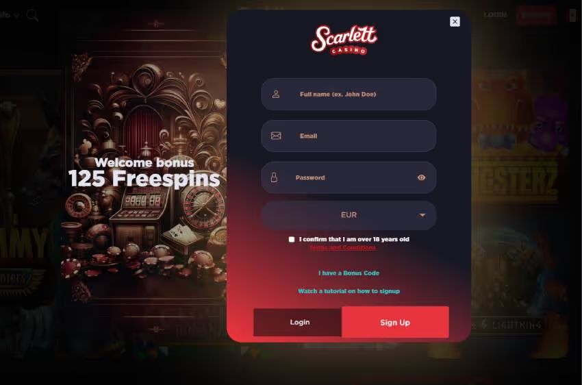 scarlett casino new player login