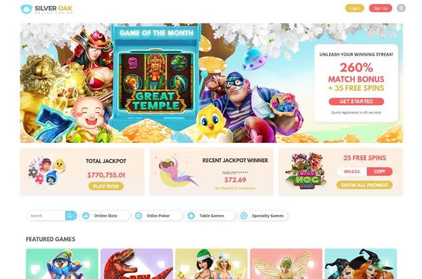 silver oak casino welcome bonus