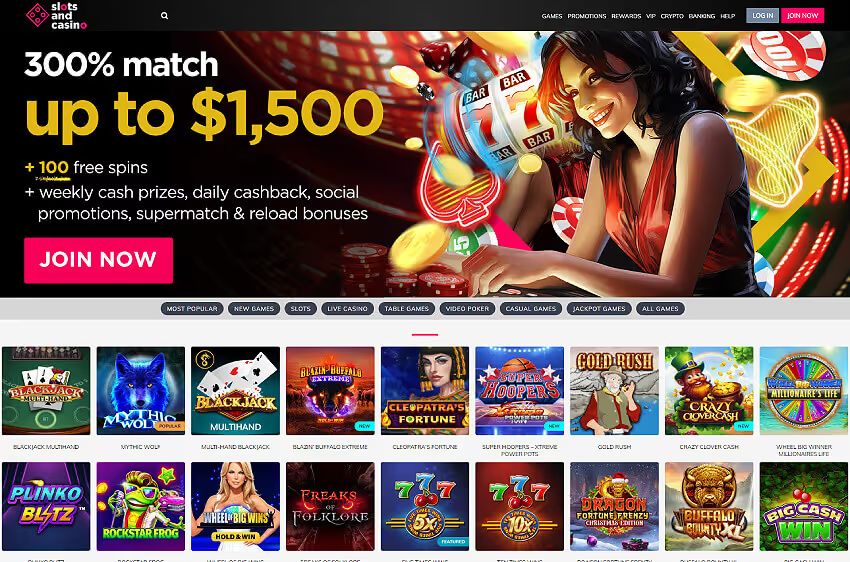 SlotsandCasino welcome bonus