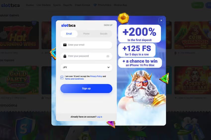 slottica casino new player login