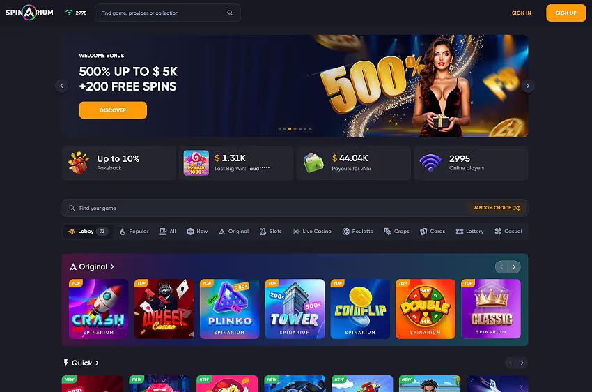 spinarium casino welcome bonus