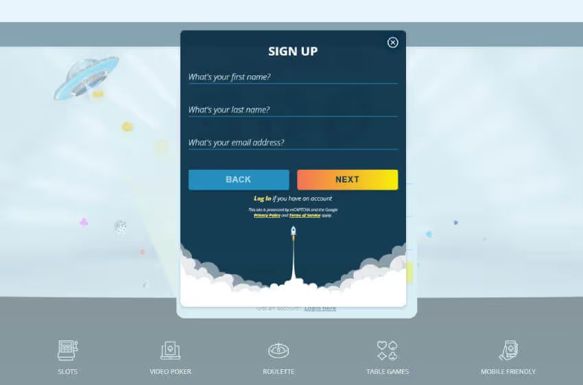 spinfinity casino new player login