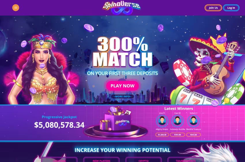spinoverse casino welcome bonus