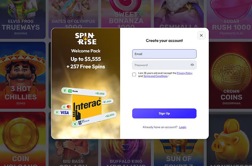 spinrise casino new player login