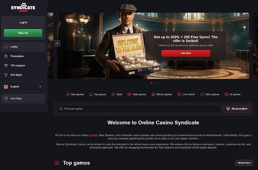 syndicate casino welcome bonus
