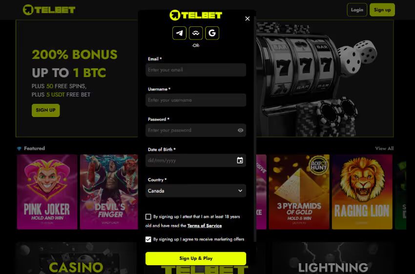 telbet casino new login player