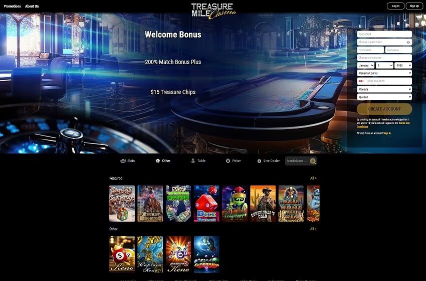 treasure mile casino welcome bonus