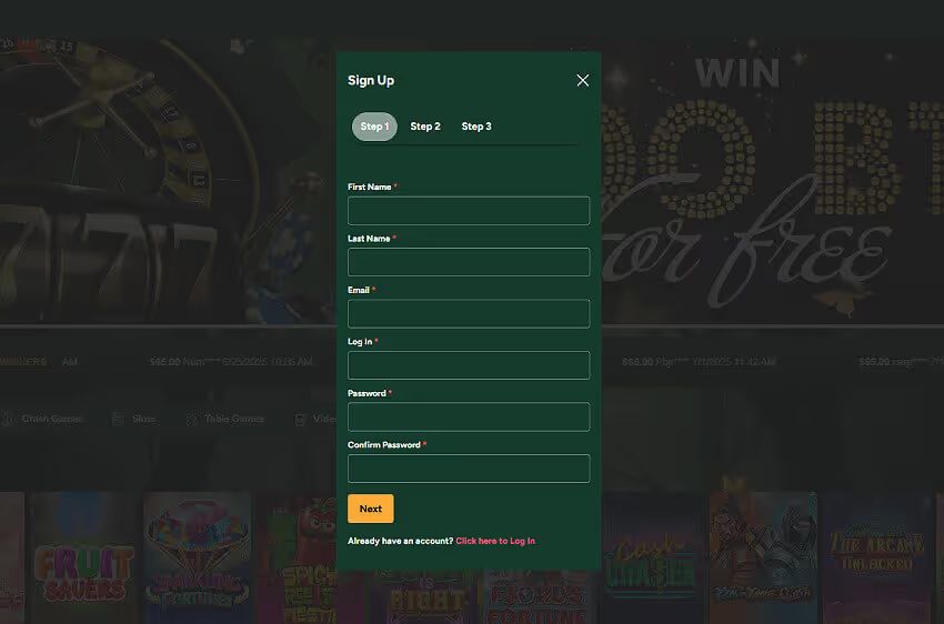 tripleseven casino new player login