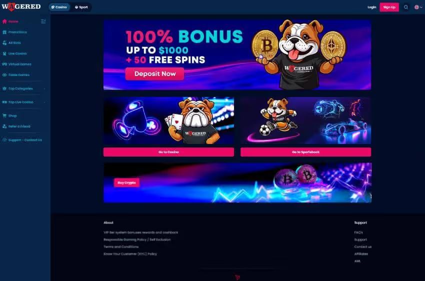 wagered casino welcome bonus