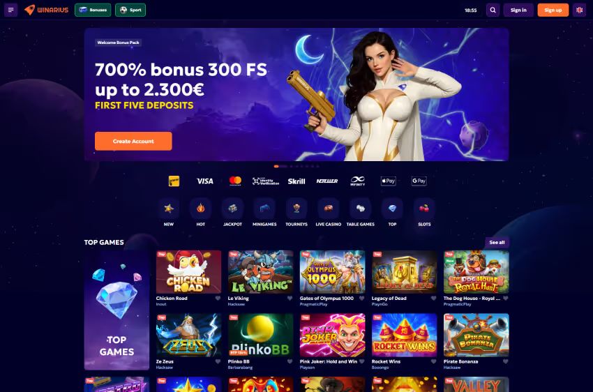 winarius casino welcome bonus