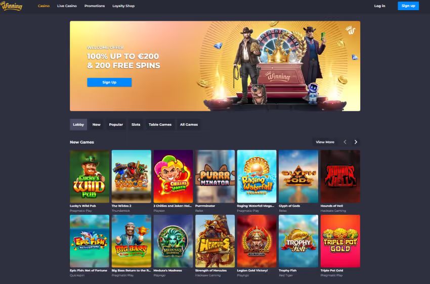 winning.io casino welcome bonus