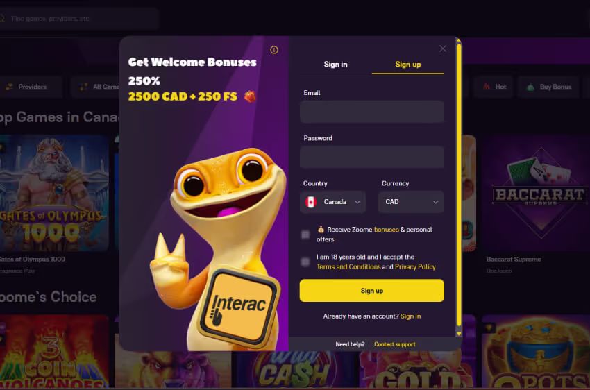 zoome casino new player login