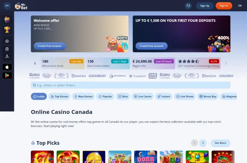 ミスター・ベット ホームページ（デスクトップビュー）