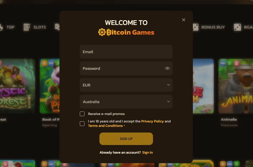 bitcoin games casino login