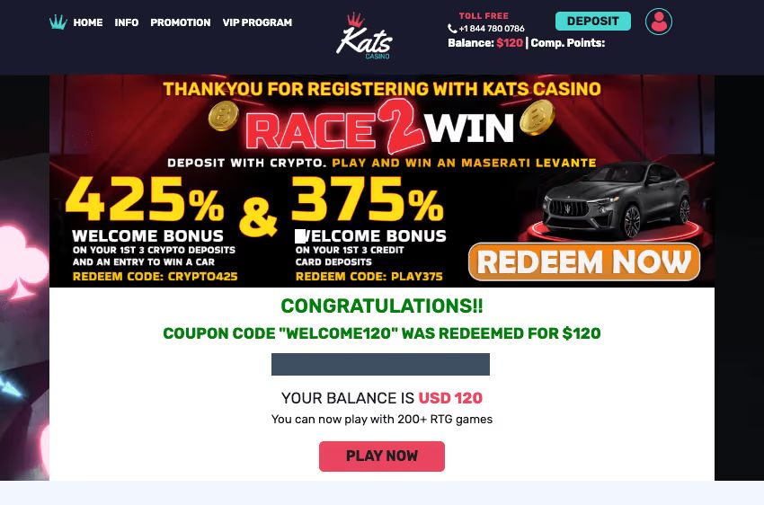 kats casino ndb credited