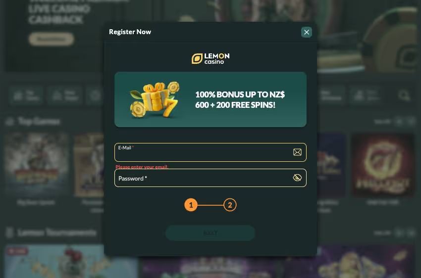 lemon casino login window for new players