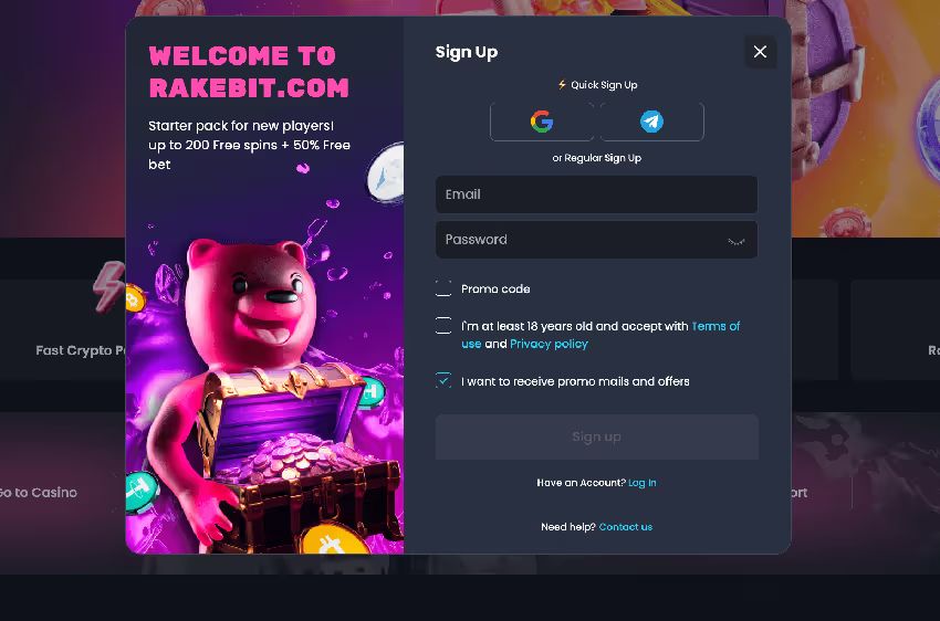 rakebit casino login