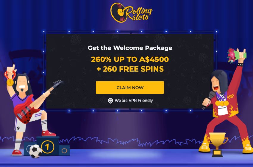 rolling slots casino welcome bonus