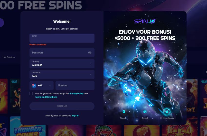 spinjo casino login