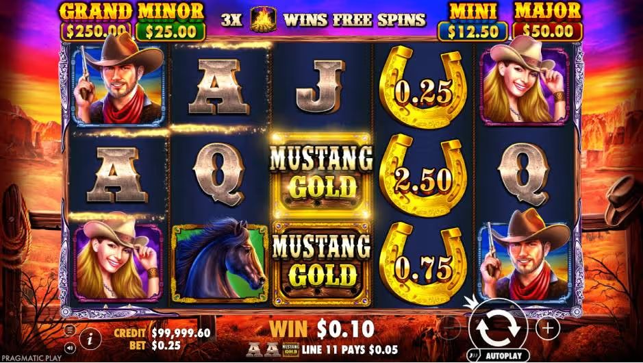 Mustang Gold Slot Game Horse shoe Screenshot