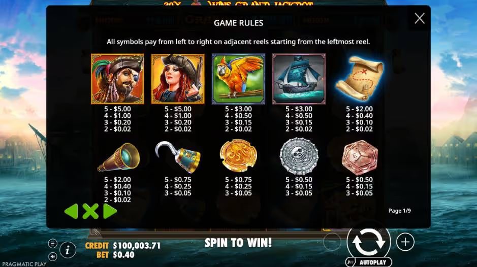 Pirate Gold Slot Game Rules