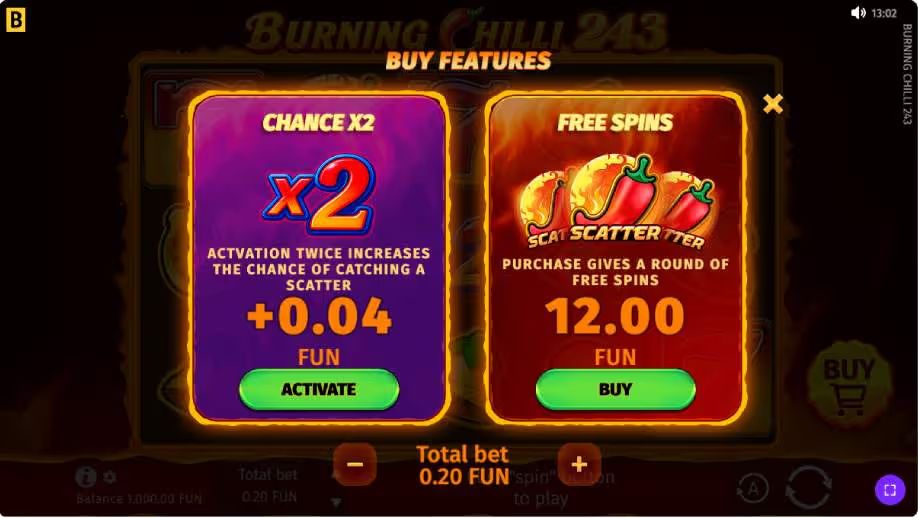 Burning Chilli 243 Slot Buy Feature
