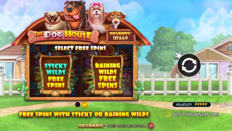 The Dog House Megaways Free spins with Sticky or Wilds