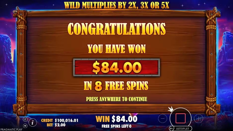 Buffalo King Slot Frees Spins Prize Win