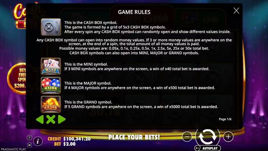 Cash Box Slot Game Rules